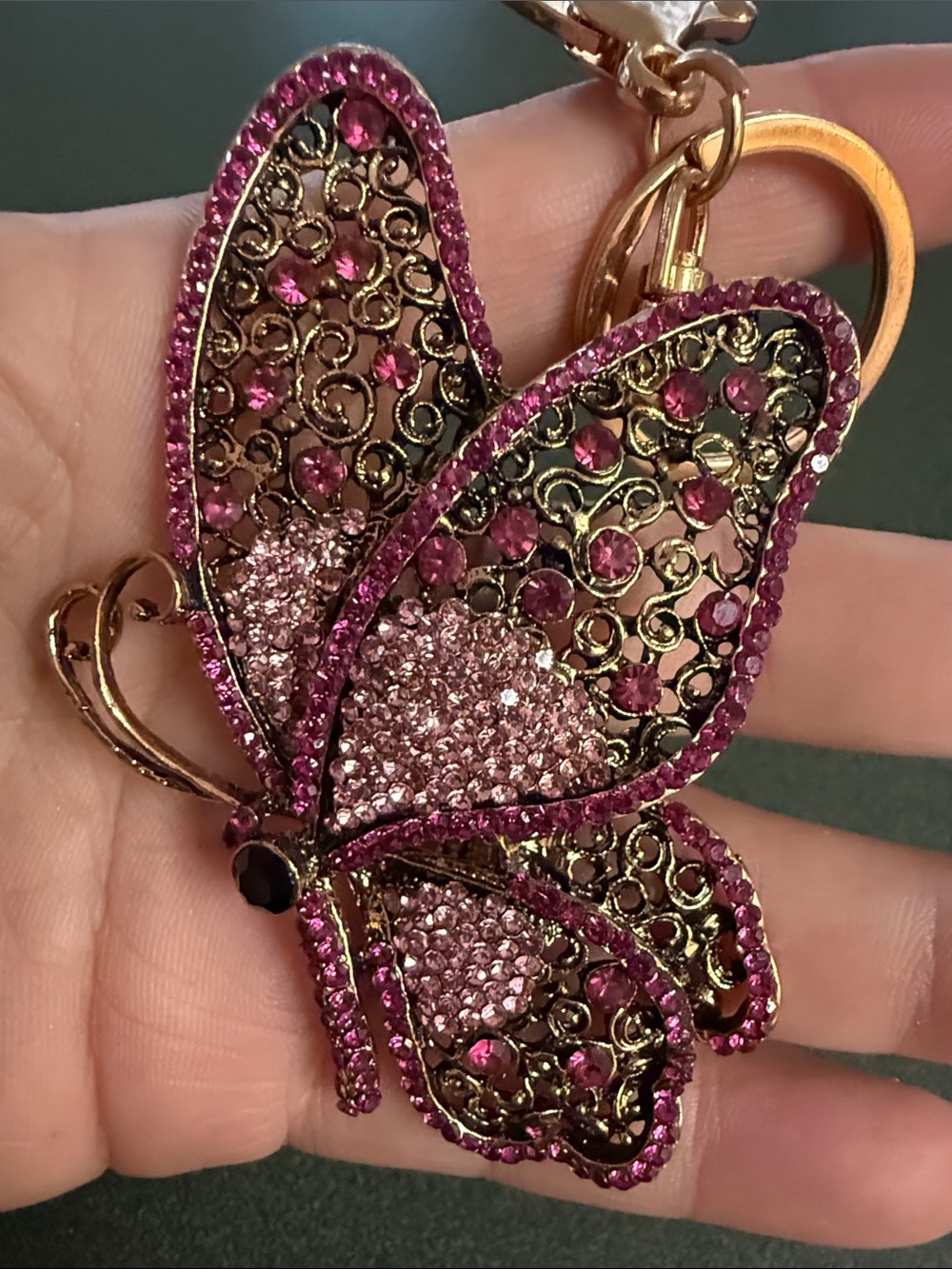 Pink Crystal Butterfly Keychain - Picture 2 of 2